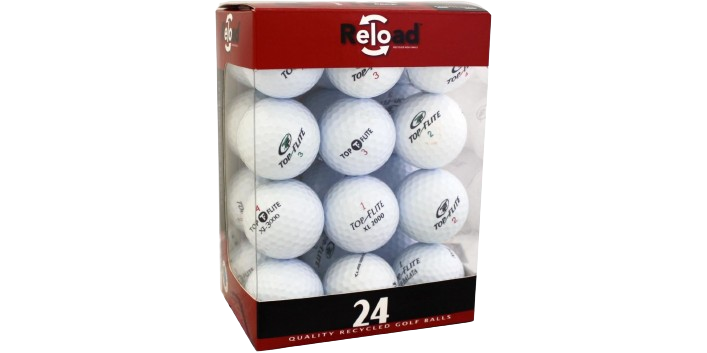 A variety of golf balls displayed together, showcasing different designs and colors