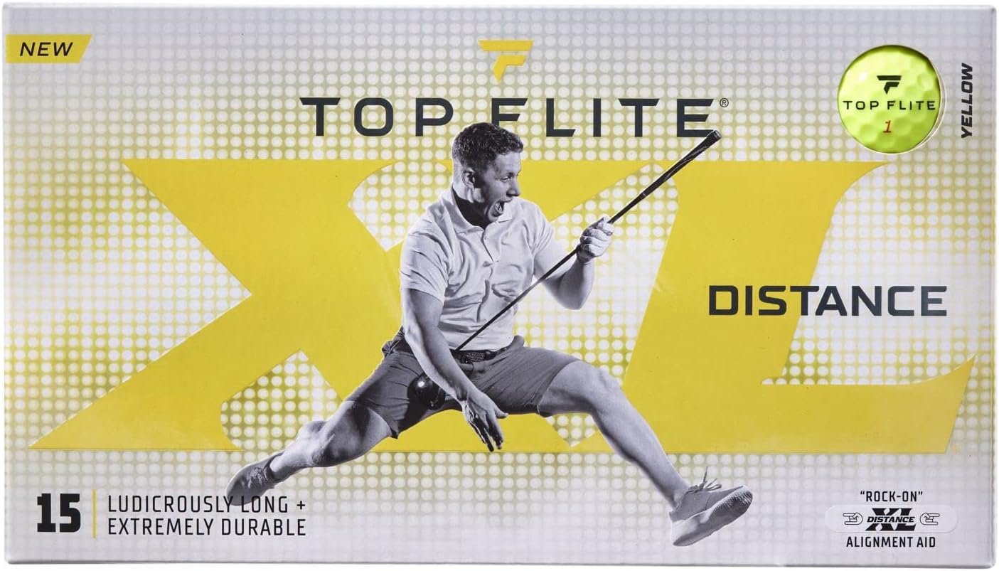 Yellow distance golf balls with a sleek design, showing their dimpled surface for optimized flight and distance.